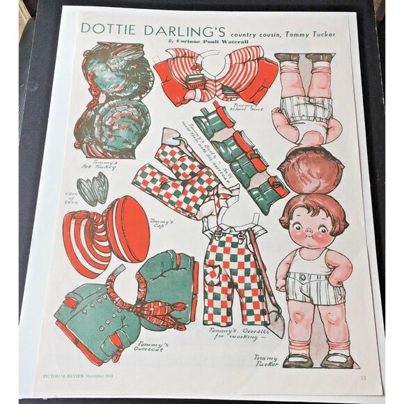 Dottie Darling’s Country Cousin Tommy Tucker Pet Paper Doll - Picture 1 of 2